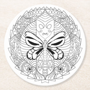 Dessous-de-verre Rond En Papier colorer le dessous de verre papillon de la nature