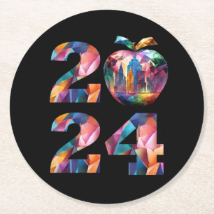 Dessous-de-verre Rond En Papier Colorful-2024 New Years Party-