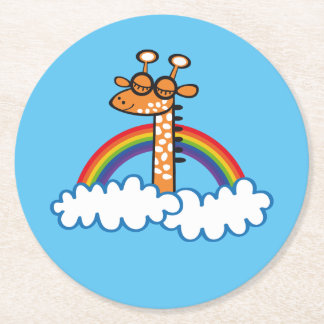 Dessous-de-verre Rond En Papier Colorida Jirafa. Jirafa. Arcoiris, arco iris