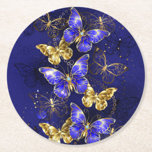 Dessous-de-verre Rond En Papier Composition avec papillons Sapphire