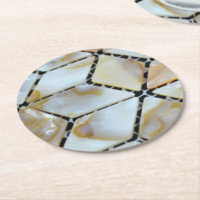 Dessous-de-verre Rond En Papier Conception de Nacre (Incliné)
