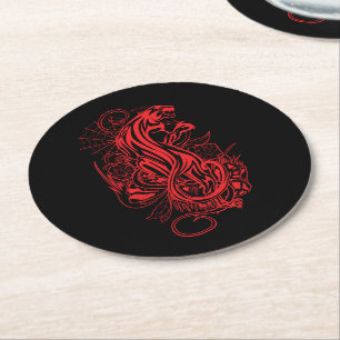Dessous-de-verre Rond En Papier Conception de tatouage Red Panther – Toile d'araig