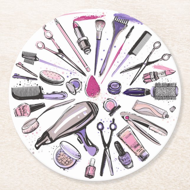 Dessous-de-verre Rond En Papier Conception du cercle de maquillage (Devant)