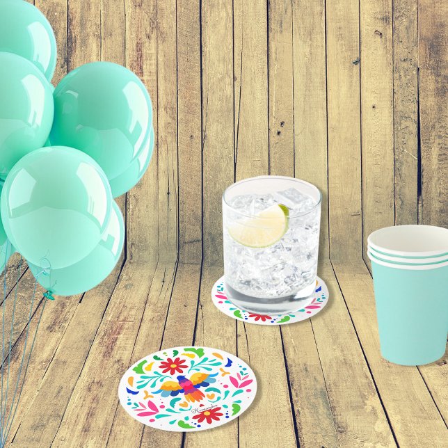 Dessous-de-verre Rond En Papier Conception Otomi Mexicaine (Créateur téléchargé)