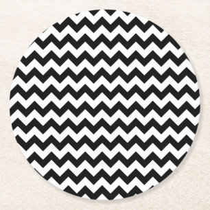 Dessous-de-verre Rond En Papier Conception traditionnelle noire et blanche de