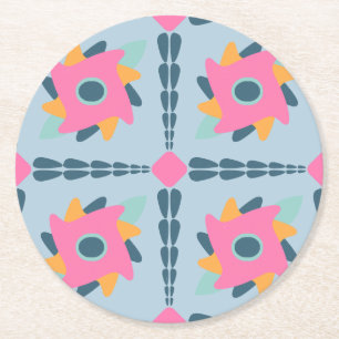 Dessous-de-verre Rond En Papier Conception vibrante de carrelage géométrique