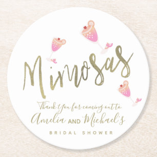 Dessous-de-verre Rond En Papier Confettis de remerciement pour Baby Shower Rose Mi