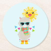 Cool Llama et souriant Kawaii Sun
