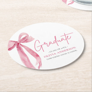 Dessous-de-verre Rond En Papier Coquette de la botte rose moderne Graduate Graduat