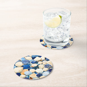 Dessous-de-verre Rond En Papier Coquillages marins d'été