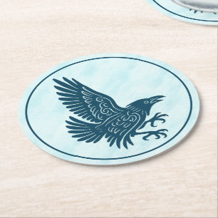 Dessous-de-verre Rond En Papier Corbeau bleu dansant