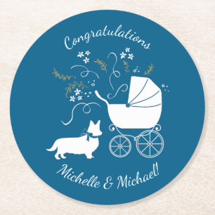 Dessous-de-verre Rond En Papier Corgi Baby shower Chien Chien Chien Chien Chien Gr