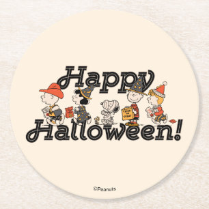 Dessous-de-verre Rond En Papier Cortège joyeux d'Halloween de la bande de Peanuts