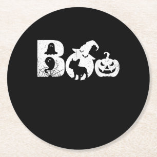 Dessous-de-verre Rond En Papier Costume d'Halloween Boo Cadeaux Français Bulldog