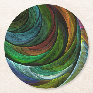 Dessous-de-verre Rond En Papier Couleur Gloire Moderne Art Abstrait Motif Élégant