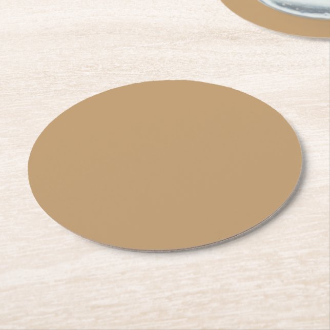 Dessous-de-verre Rond En Papier Couleur solide : Camel Brown / Tan (Incliné)