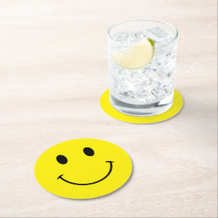 Dessous-de-verre Rond En Papier Couleurs personnalisées Sourire Rétro Mignon