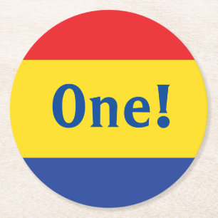 Dessous-de-verre Rond En Papier Couleurs primaires Fête d'anniversaire