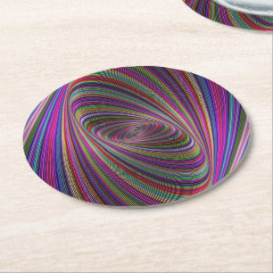 Dessous-de-verre Rond En Papier Couleurs psychédéliques