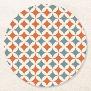 Dessous-de-verre Rond En Papier Couleurs rétro Mi-Siècle Cercles modernes