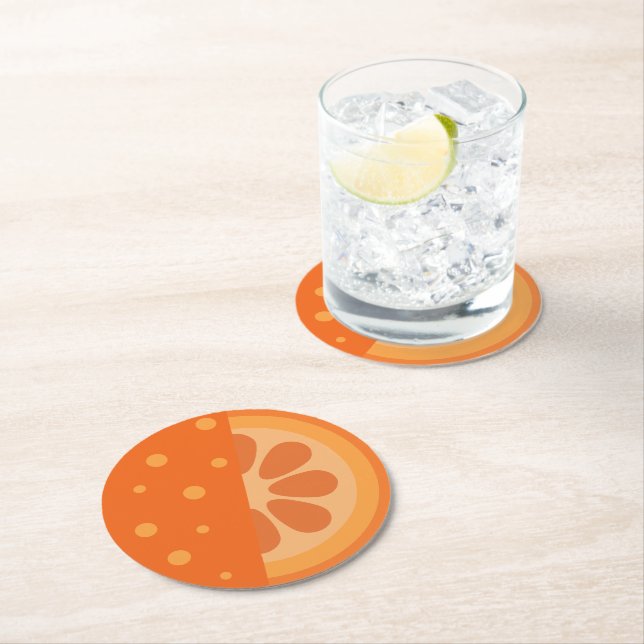Dessous-de-verre Rond En Papier Coupe orange cuite v2 (En situation)