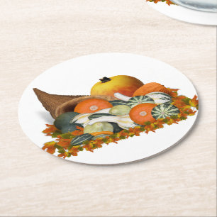Dessous-de-verre Rond En Papier Courges d'abondance Action de grâce