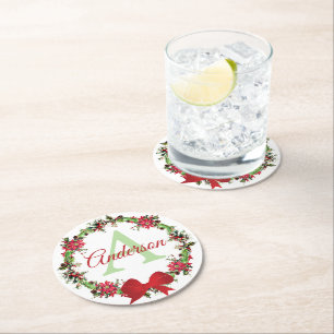 Dessous-de-verre Rond En Papier Couronne de Noël personnalisée 