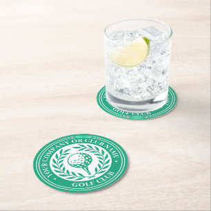 Dessous-de-verre Rond En Papier Couronne de victoire de golf classique Nom personn