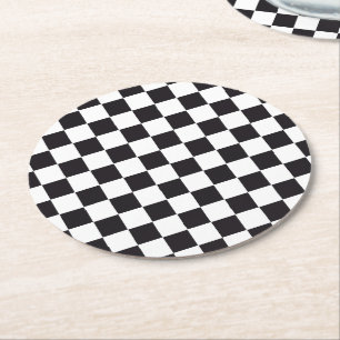 Dessous-de-verre Rond En Papier Course de voiture / Motif d'échecs + votre backgr.