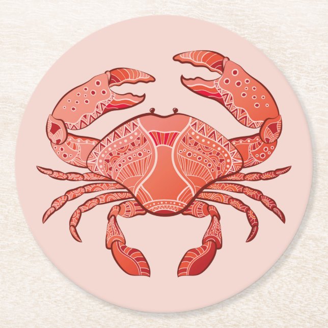 Dessous-de-verre Rond En Papier Crabe de style (Devant)