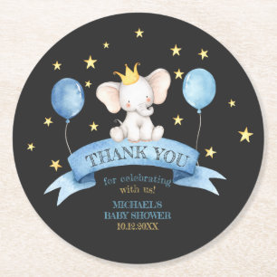 Dessous-de-verre Rond En Papier craie noire bébé merci éléphant BALLOON