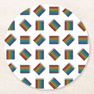 Dessous-de-verre Rond En Papier Crayons de couleur arc-en-ciel