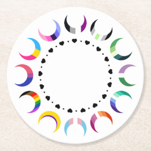 Dessous-de-verre Rond En Papier Crescent Pride Lunes et Bague Coeur