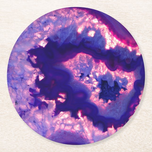 Dessous-de-verre Rond En Papier cristal agrée violet élégant (Devant)