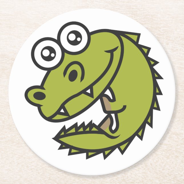 Dessous-de-verre Rond En Papier Crocodile Cute Baby Croc (Devant)