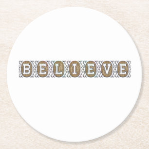 Dessous-de-verre Rond En Papier CROIRE Inspirational Motivational Gold Texte