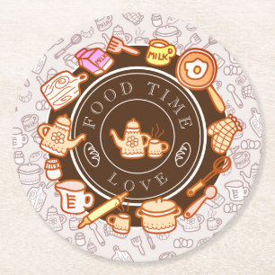 Dessous-de-verre Rond En Papier Cuisine Brown