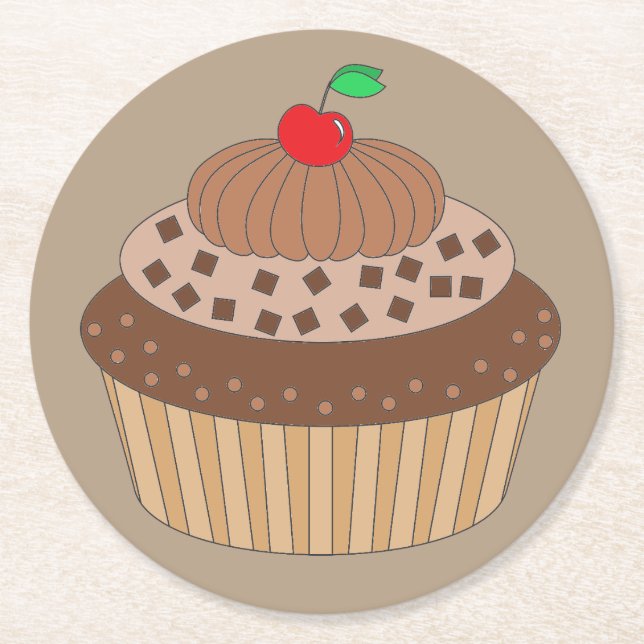 Dessous-de-verre Rond En Papier Cupcake au chocolat (Devant)