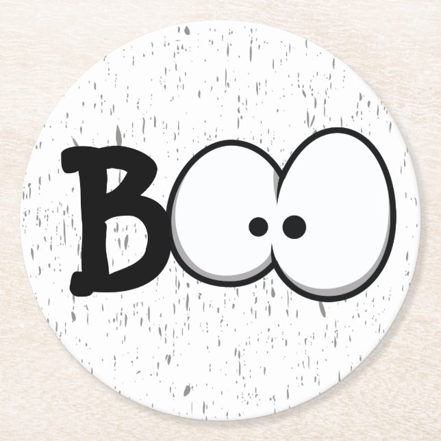Dessous-de-verre Rond En Papier Cute Boo Crazy Eyes Halloween (Devant)