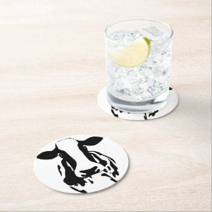 Dessous-de-verre Rond En Papier Cute fermière Noire Blanc Vache de ferme