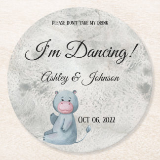 Dessous-de-verre Rond En Papier Cute Hippo Kawaii Style Animal