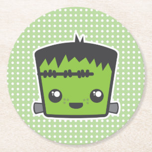 Dessous-de-verre Rond En Papier Cute Kawaii Frankenstein Monster Fête d'Halloween