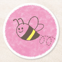 Cute Little Bee Flying Pink Aquarelle Baby shower