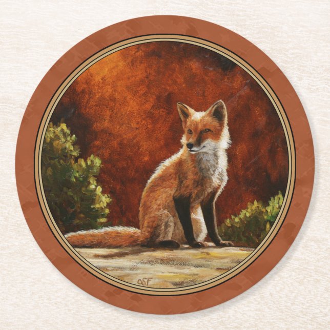 Dessous-de-verre Rond En Papier Cute Red Fox (Devant)