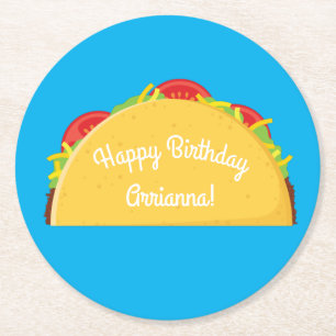 Dessous-de-verre Rond En Papier Cute Taco Enfants 1er anniversaire fête Nourriture