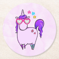 Cute Unicorne dans les lunettes en forme de coeur