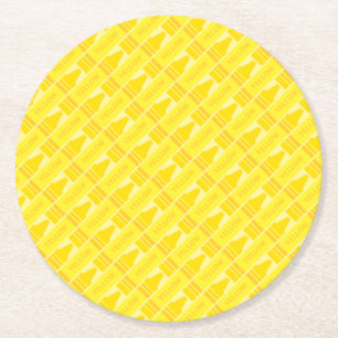 Dessous-de-verre Rond En Papier Cute Yellow Crayon Artsy Motif