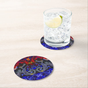 Dessous-de-verre Rond En Papier Damask polyamory Dragon dans Poly Pride Flag Color