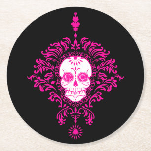 Dessous-de-verre Rond En Papier Damassé morte - dessous de verre chics de crâne 