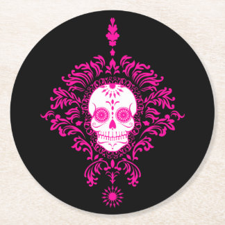 Dessous-de-verre Rond En Papier Damassé morte - dessous de verre chics de crâne de